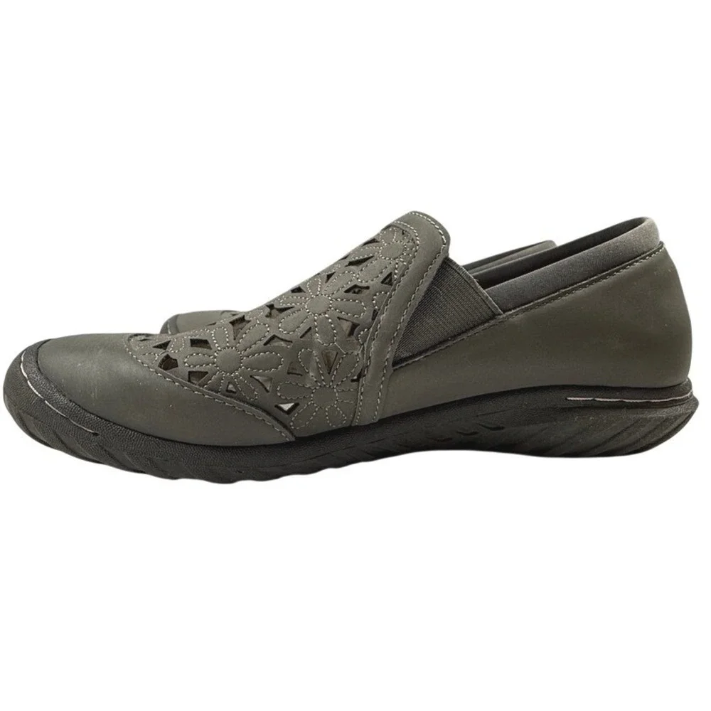 JBU‎ by Jambu Wildflower Grey Laser Cut Floral Slip On Shoes Vegan Womens 6.5M